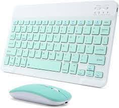 Teclado Bluetooth Recargable + Mouse Kit Yelandar AN-030 Verde agua